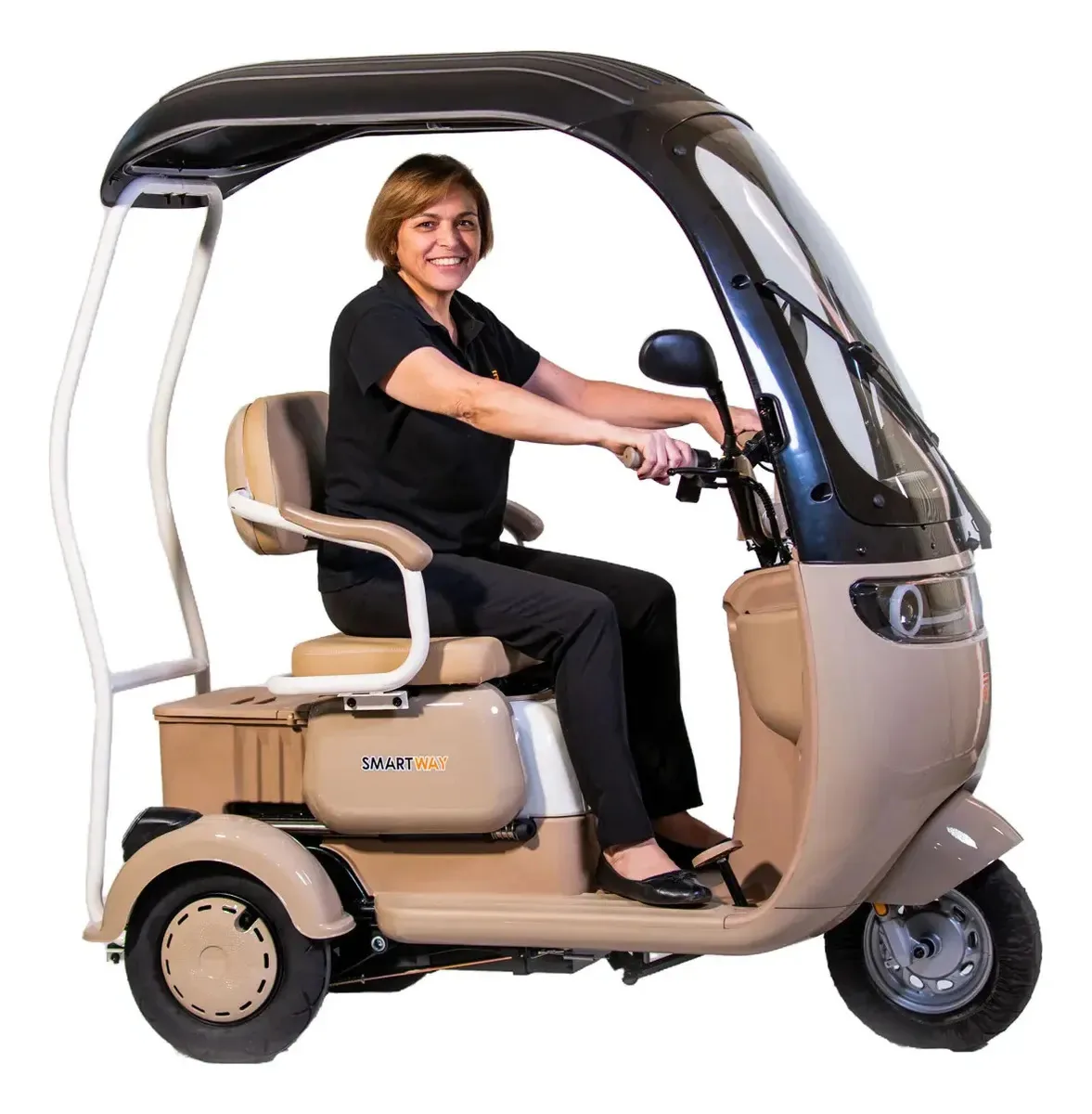 Triciclo elétrico tuk-tuk 800w passeio mobilidade sem cnh bege