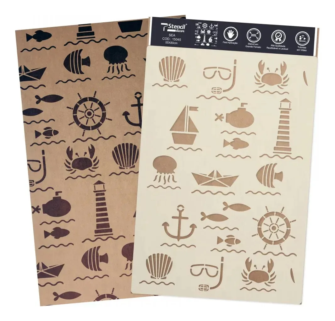 Tencil Decor Infantil Sea Oceano (90x55cm)