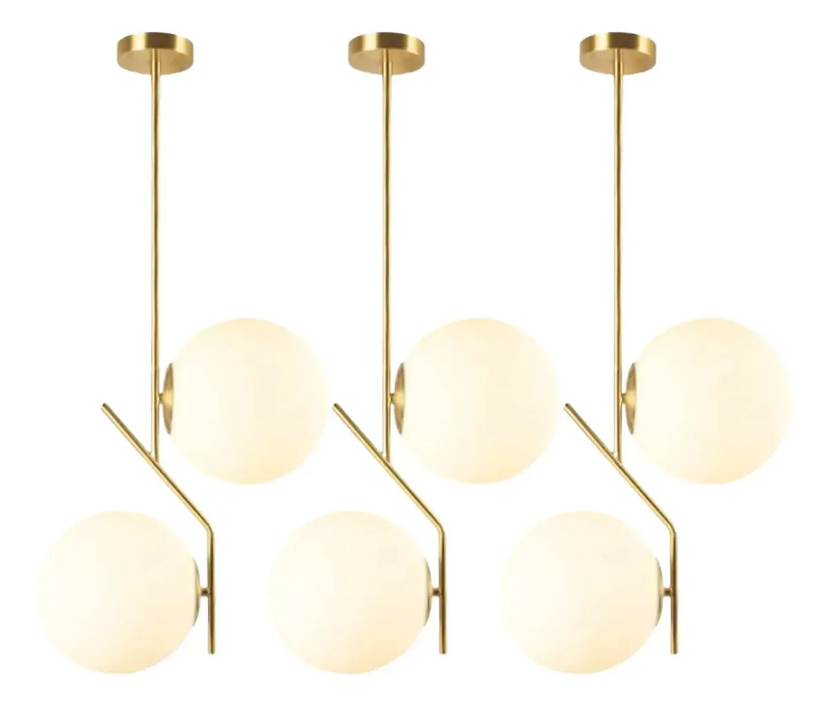3 X Luminárias 67cm Pendente Jabuticaba Globos Dourado Teto