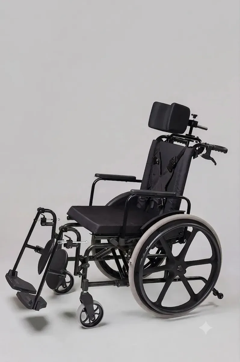 Cadeira De Rodas Reclinável Tetraplégico Ortomobil Os1 150kg Cor Preto