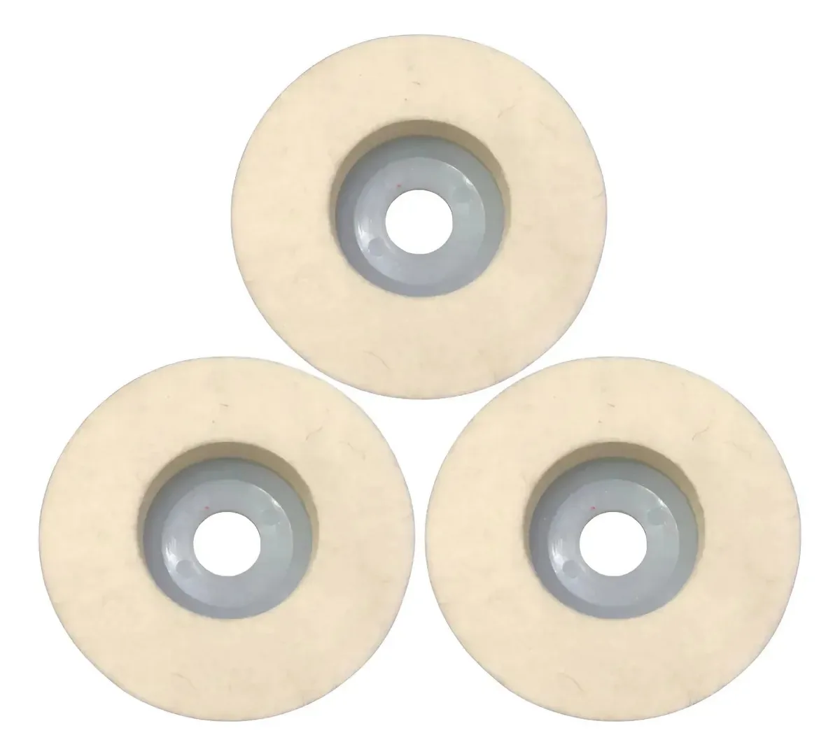 Disco Flap Polir 115mm Polimento Inox Feltro Lã Kit 3 Peças Branco