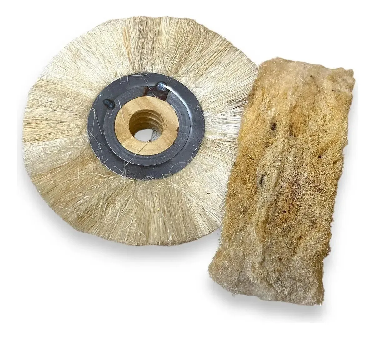 Escova Roda Sisal 12x2 Miolo Madeira- Polimento De Aço Inox