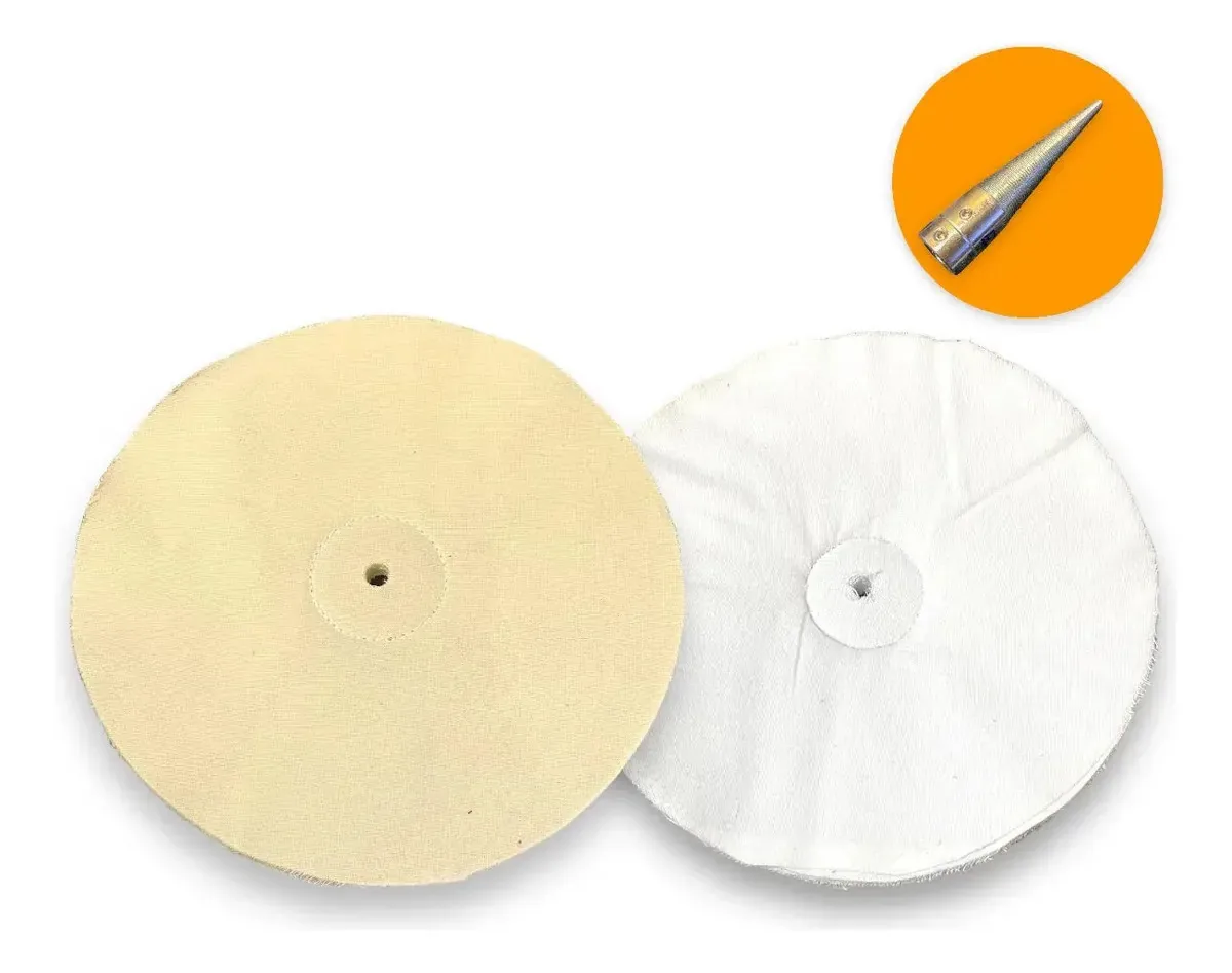 Kit 311 Esmeril Algodão Flanela 1cost 20cm Polimento Lustro Bege E Branco