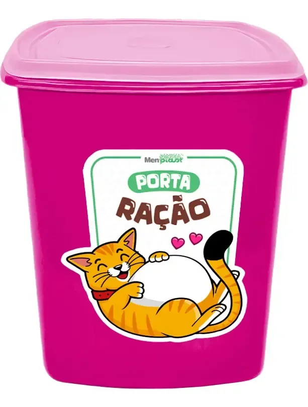Pote De Ração Cachorro Gato 6 Litros Comida Pet Porta Ração Cor Rosa