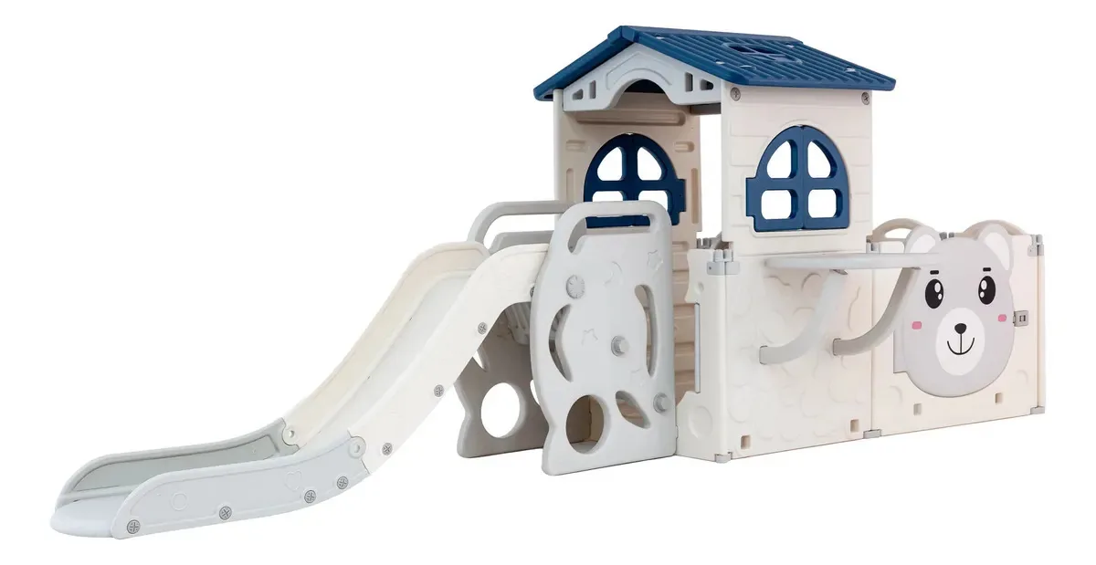 Casinha Playground Infantil Escorregador E Cercadinho Freso Creme