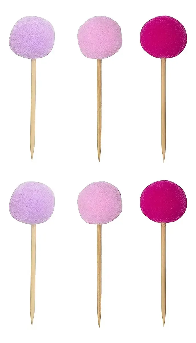 Toppers Para Doces Pompom Algodão Doce 6 Unidades Decoração Colorido
