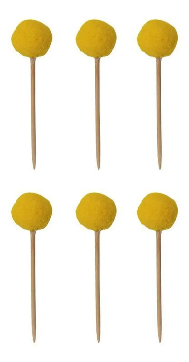 Topper Pompom (6 Und) - Amarelo Quindim 8cm Amarelo Quindim