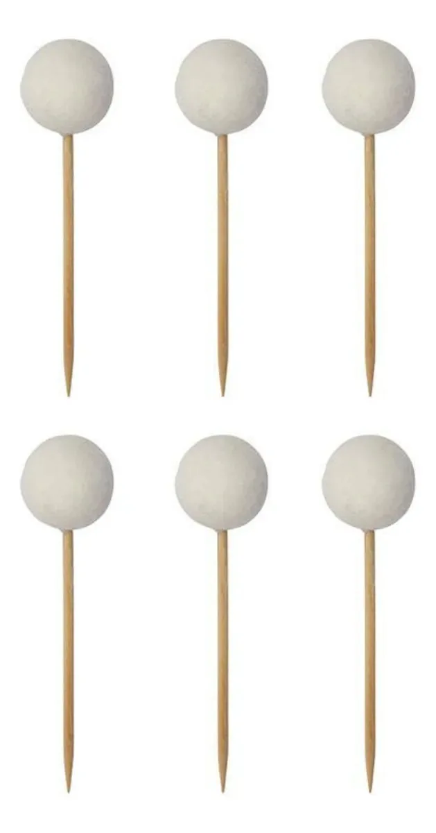 Topper Pompom (6 Und) -baunilha 8cm Baunilha