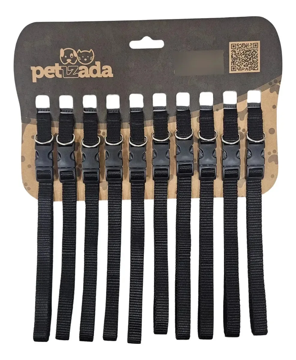 Kit 10 Coleiras Ajustável Para Cachorro Grande Petshop Cor Preto Lisa Tamanho Da Coleira G