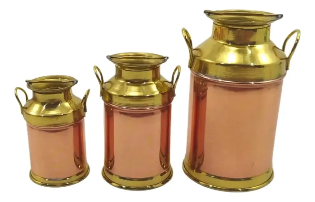 Decoração Trio Leiteira Cobre Escritório Fazenda Artesanal