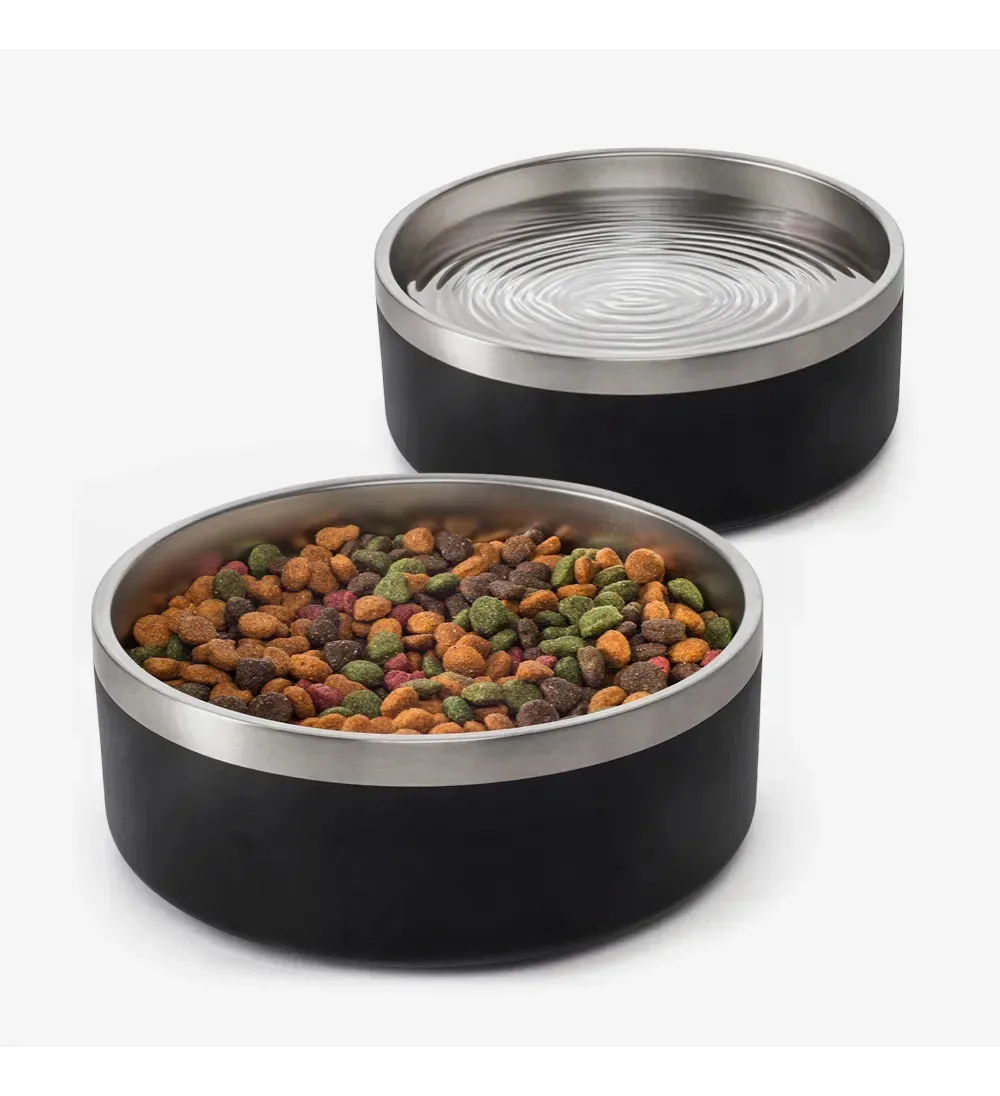 Kit 2 Comedouros Cachorro Pet Aço Inox 946ml Madog Preto