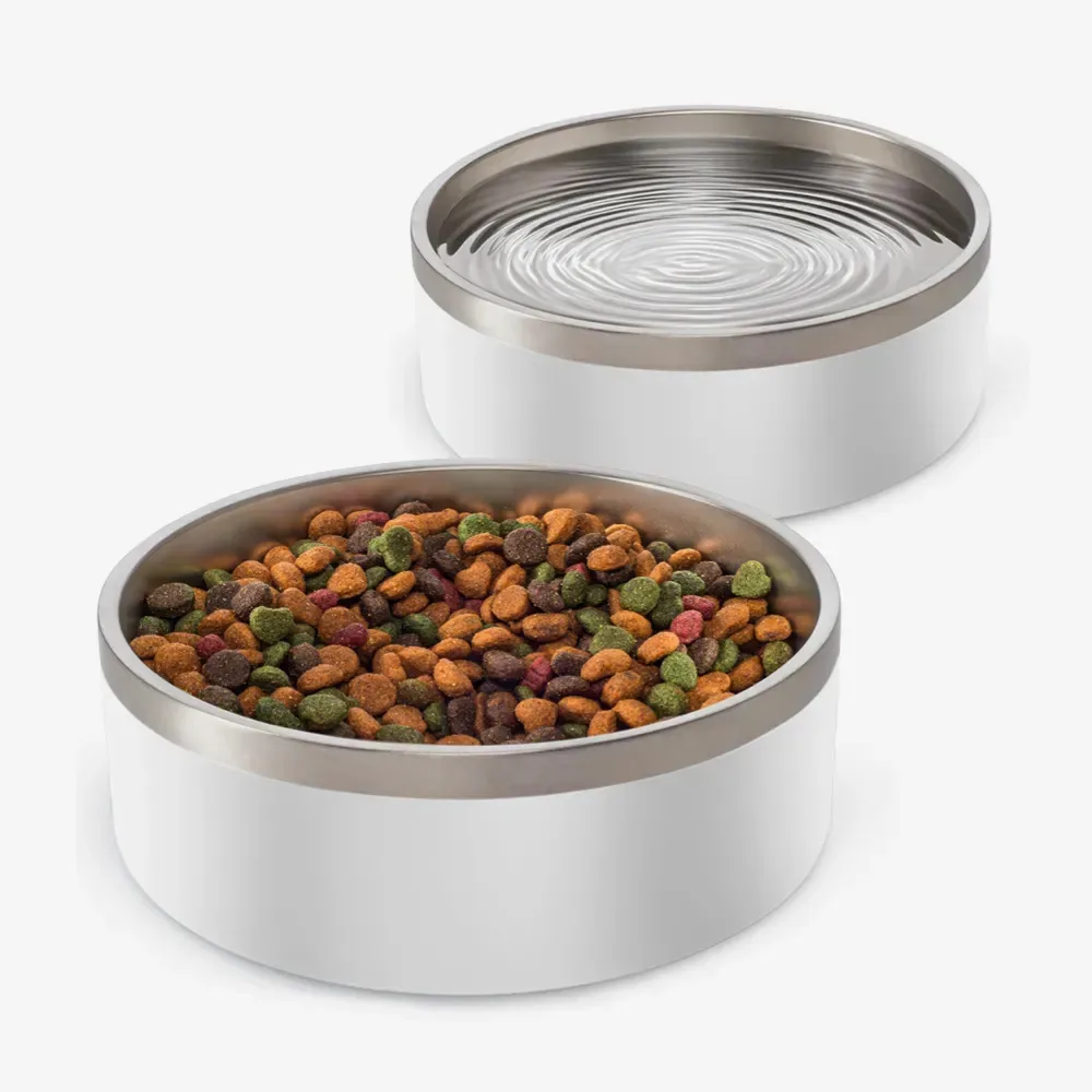 Kit 2 Comedouros Cachorro Pet Aço Inox 946ml Madog Branco