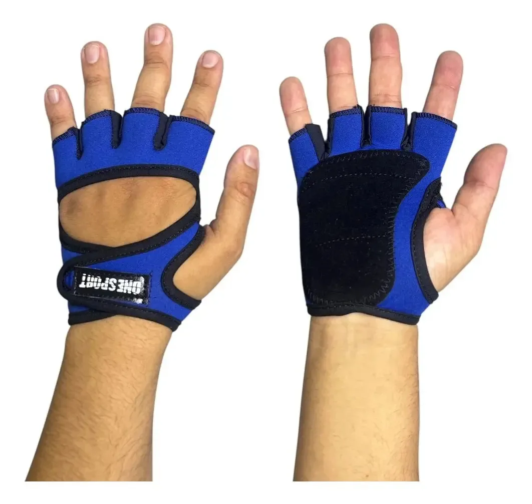 Luva Fitness Academia Modelo Masculino E Feminino Musculação Cor Azul Tamanho M