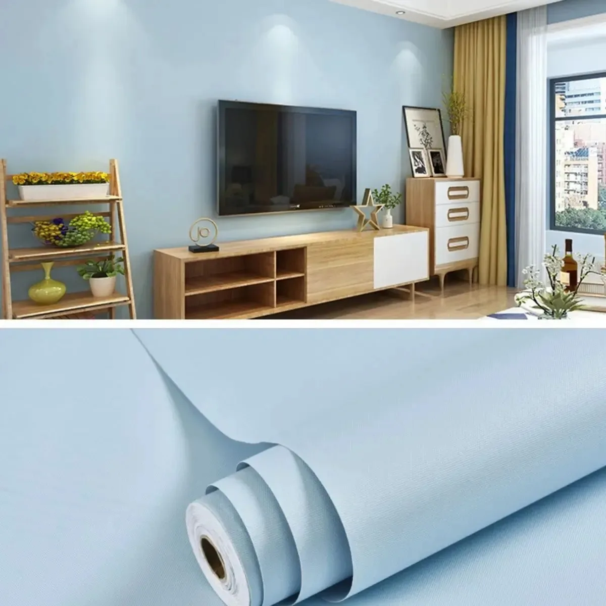Adesivo Vinilico Tons Pastéis Lavável Autocolante 20m Cor Azul Bebê