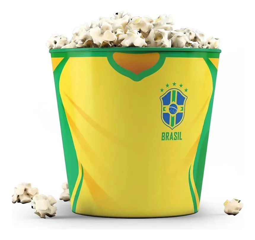 Balde De Pipoca 3,5 Litros - Camisa Do Brasil Copa Do Mundo Amarelo