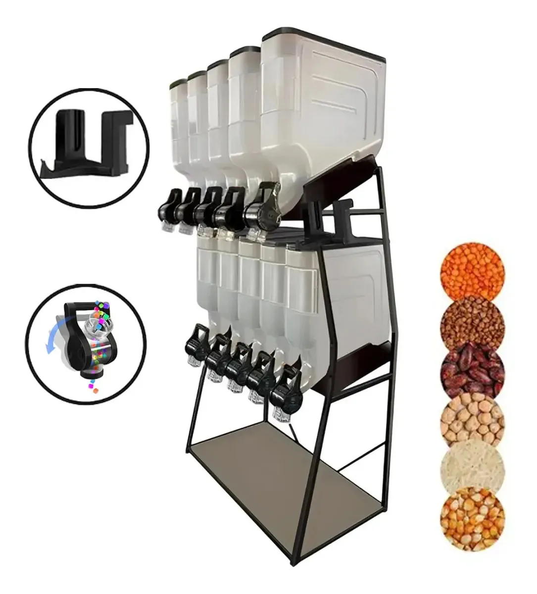 Dispenser 10 Módulos 45 Litros Ração Grãos Cereais 2 Geração Preto