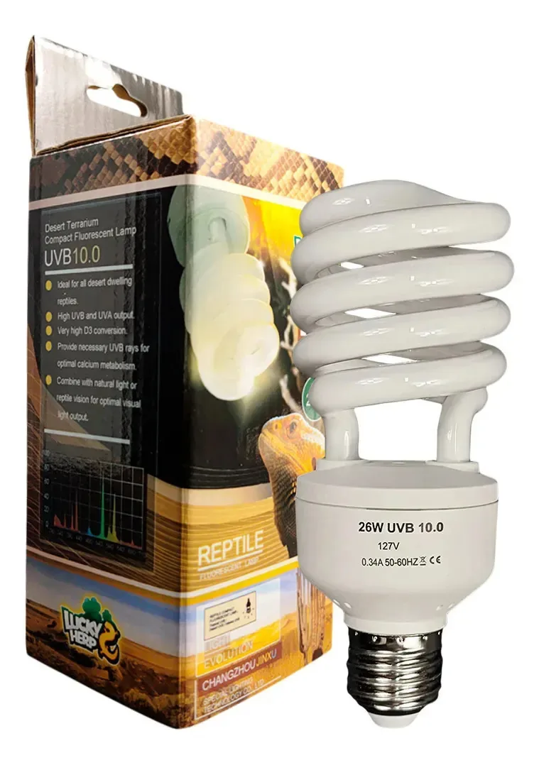 Répteis Lâmpada Florescente 30% Uva Uvb 10.0 26w Lucky Herp