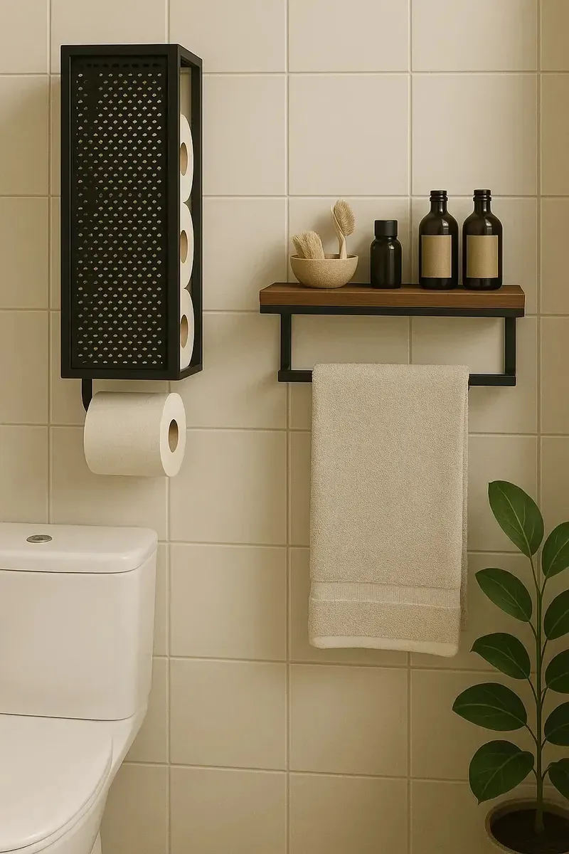 Kit Acessórios Para Banheiro Porta Toalhas E Porta Papel Preto