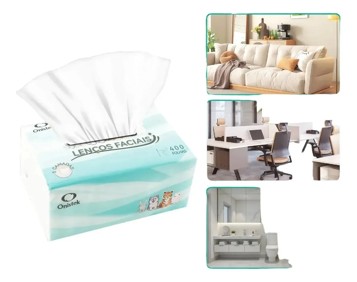 10 Pacotes Com 400 Folhas Lenco De Papel Facial 5 Camadas