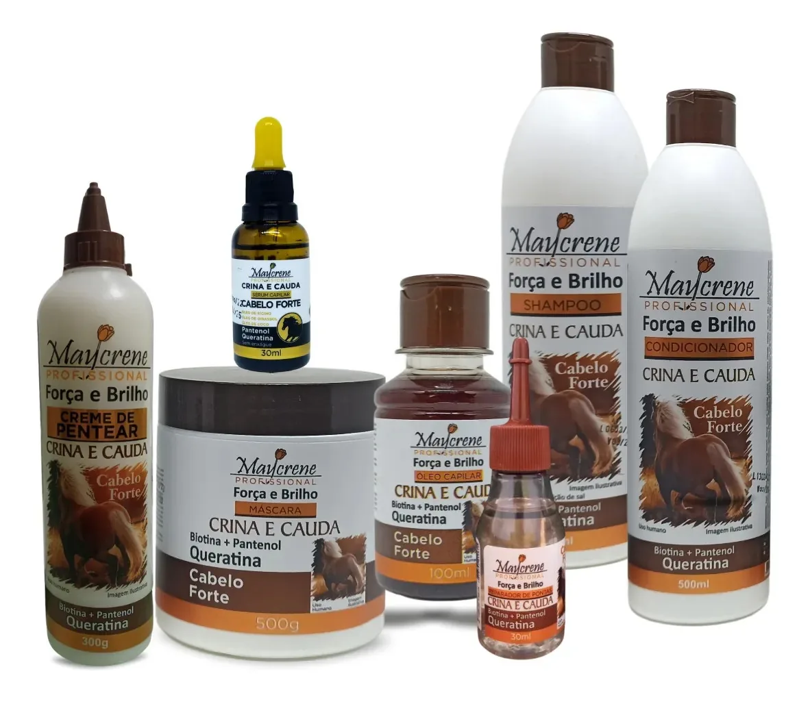 Kit Crina E Cauda Branco 7 Produtos Força E Brilho Maycrene