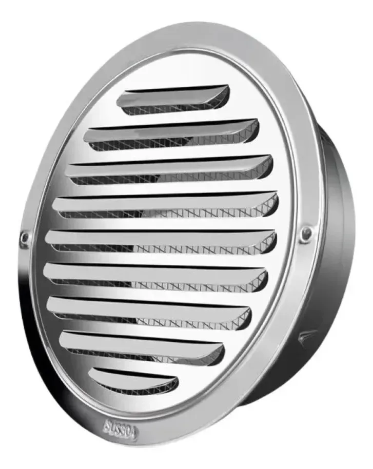 Grelha Ventilação Aço Inox Ss201 100mm 4 Para Duto Exaustão Cinza