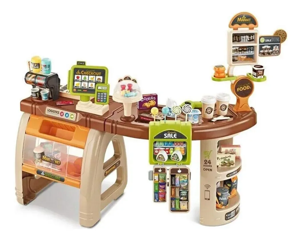 Super Mercadinho Infantil Caixa Registradora 52pçs Som Luz Colorido