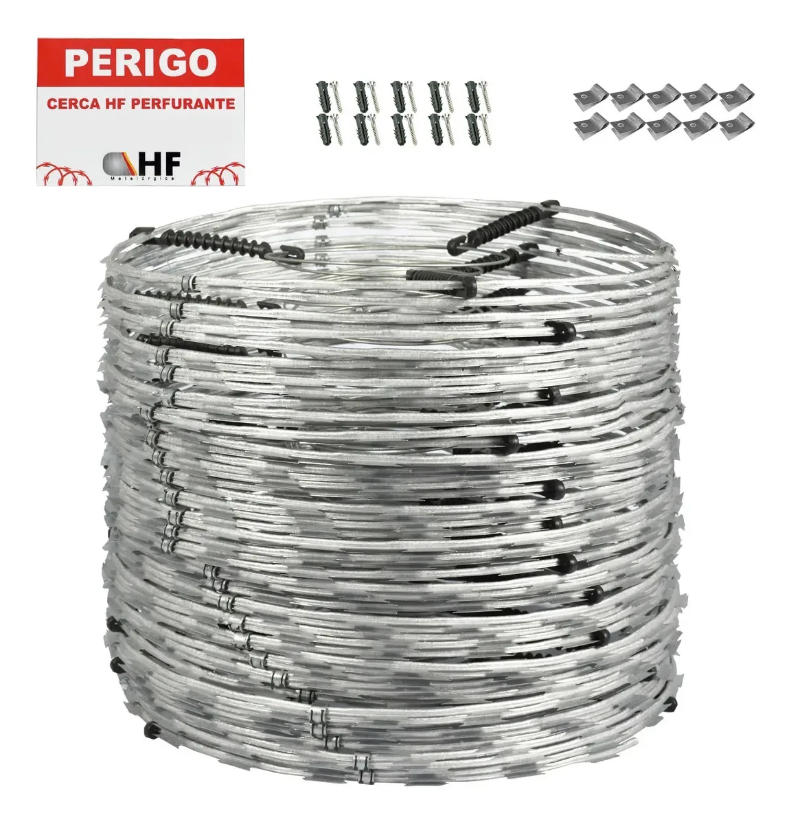 Cerca Concertina Dupla Eletrificada 45cm Para 5 Metros + Kit