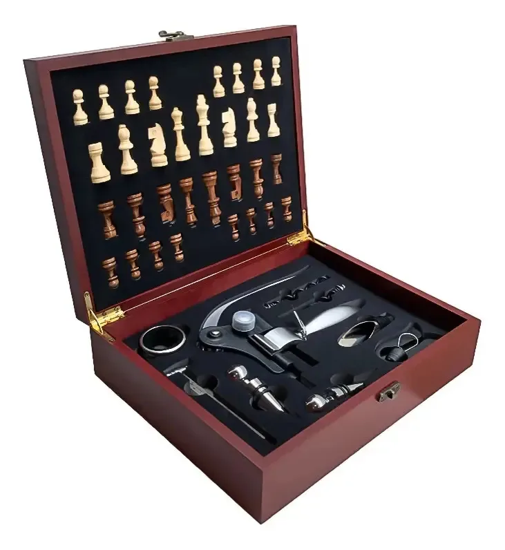 Kit Acessórios Vinho Presente Diferente Jogo Xadrez Grande