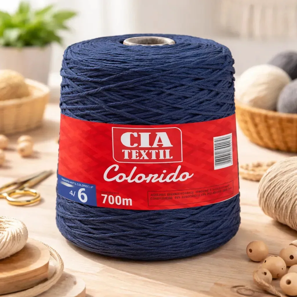 Barbante Cia Textil Colorido N.06 700g Azul-marinho