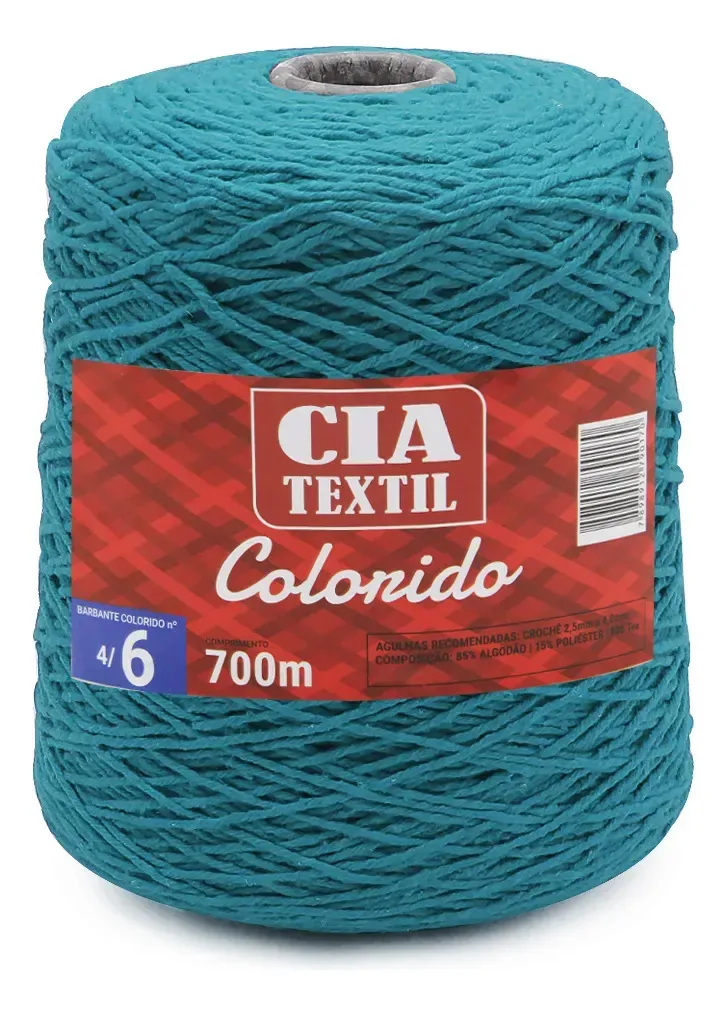 Barbante Cia Textil Colorido N.06 700g Azul-petróleo
