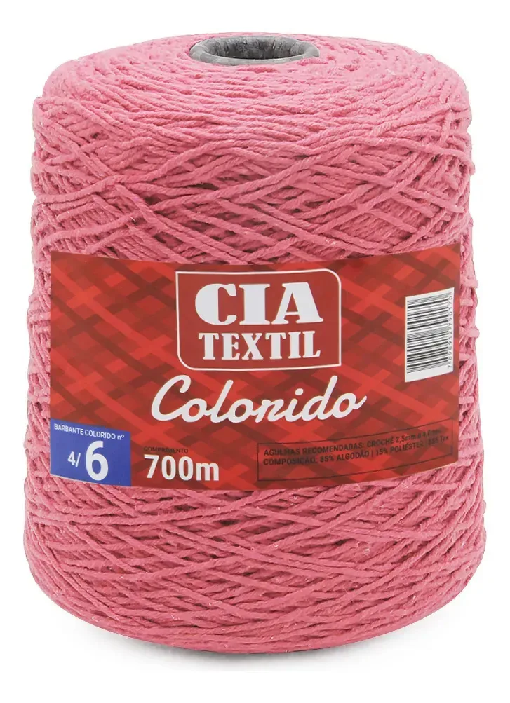 Barbante Cia Textil Colorido N.06 700g Chiclete