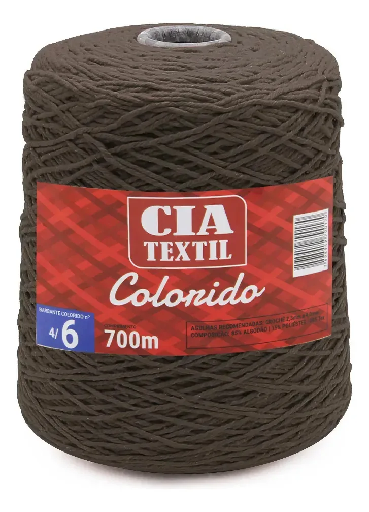 Barbante Cia Textil Colorido N.06 700g Marrom