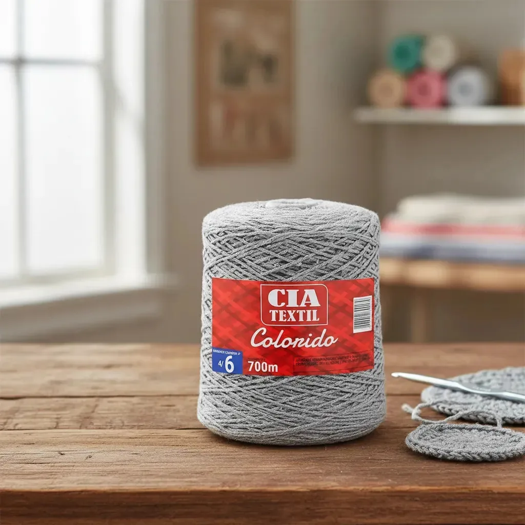 Barbante Cia Textil Colorido N.06 700g Prata