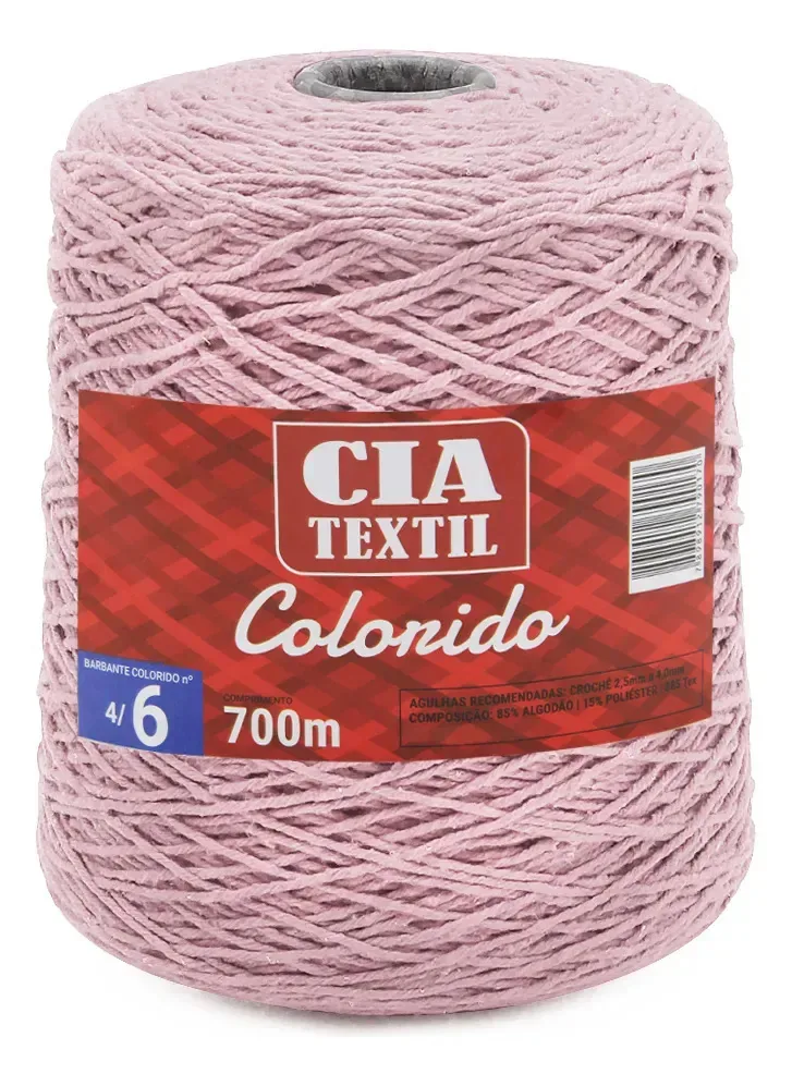 Barbante Cia Textil Colorido N.06 700g Rosa
