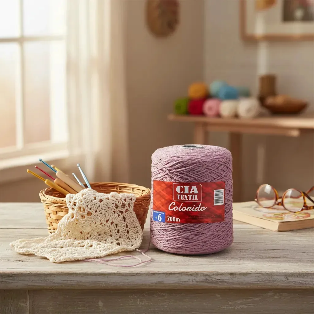 Barbante Cia Textil Colorido N.06 700g Rosa Chá