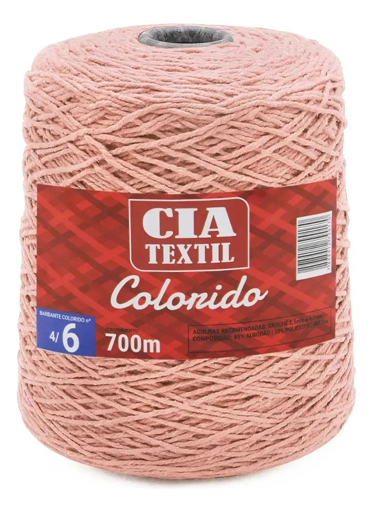 Barbante Cia Textil Colorido N.06 700g Salmão