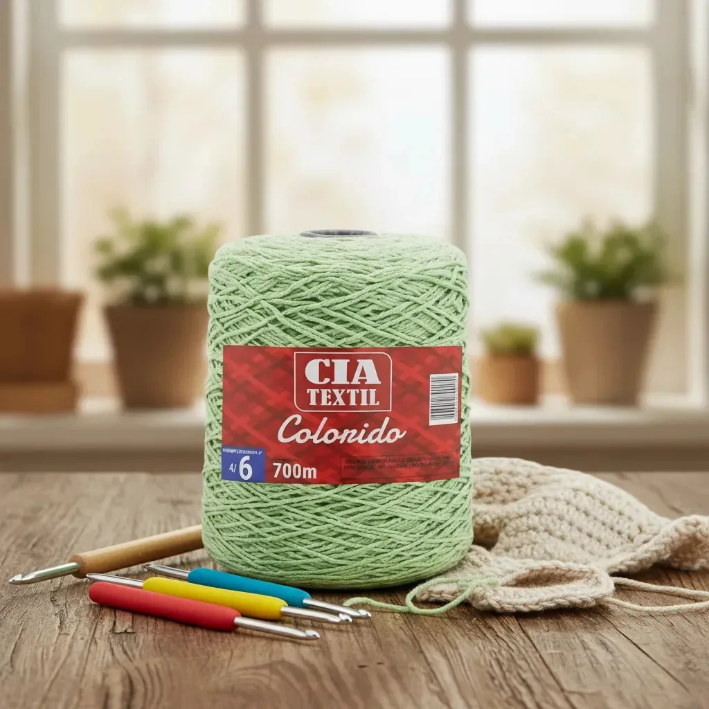 Barbante Cia Textil Colorido N.06 700g Verde Bebé