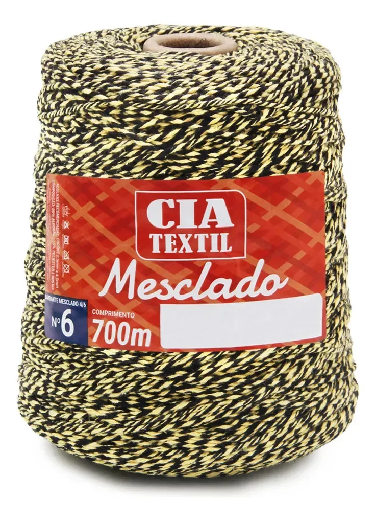 Barbante Cia Textil Colorido N.06 700g Mesclado Amarelo