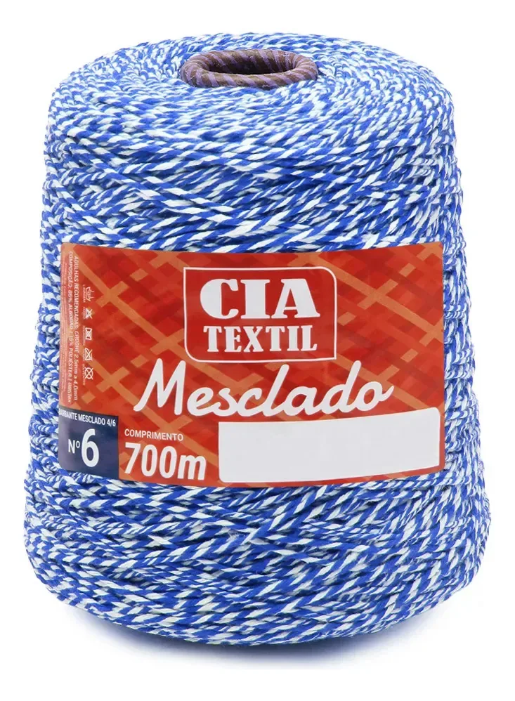 Barbante Cia Textil Colorido N.06 700g Mesclado Azul