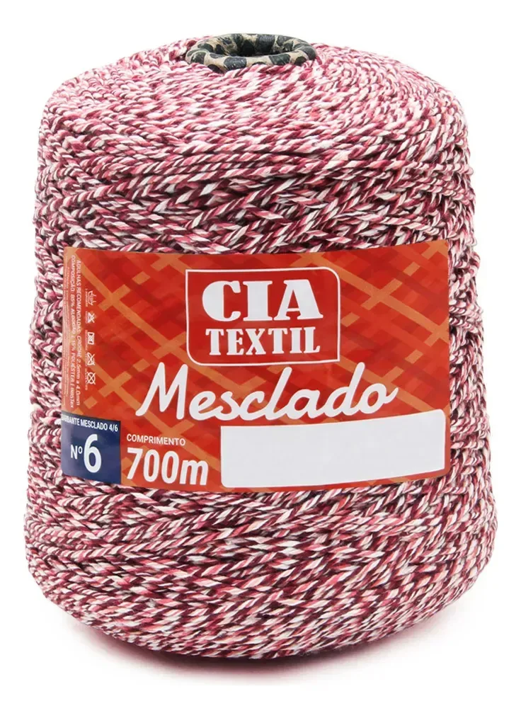 Barbante Cia Textil Colorido N.06 700g Mesclado Bordô