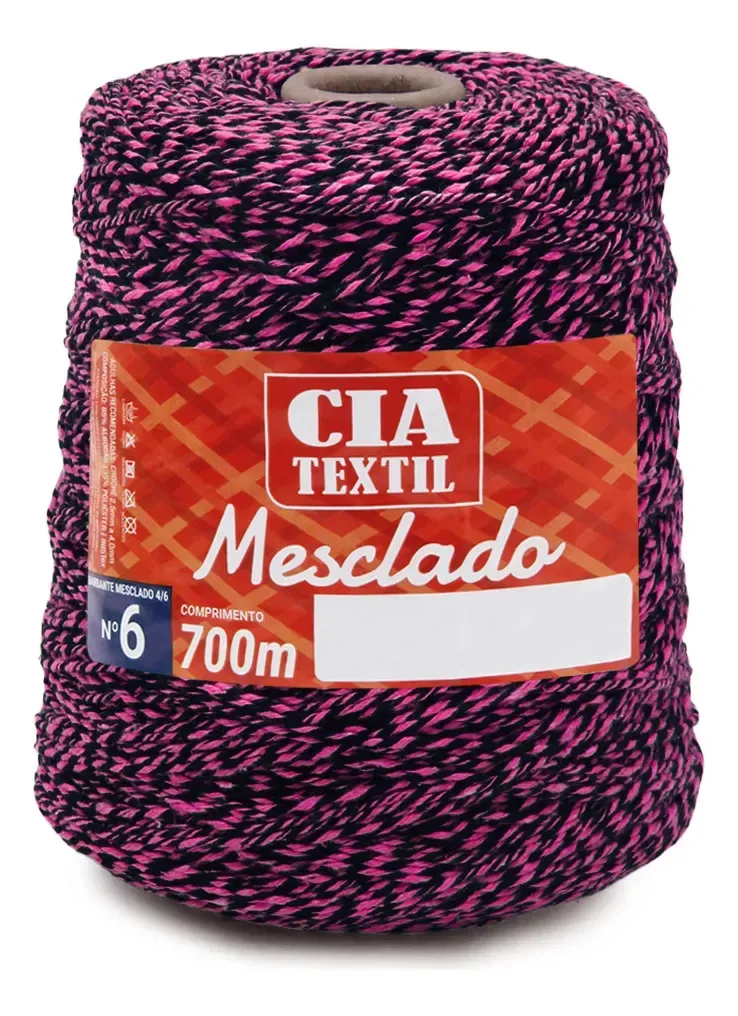 Barbante Cia Textil Colorido N.06 700g Mesclado Pink