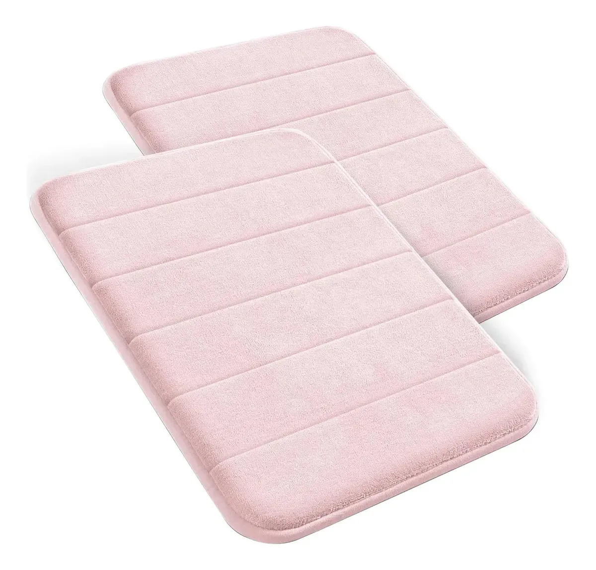 Jogo 3 Tapetes Para Banheiro Extra Absorvente Confort Line® Rosa / Kit 2 Pcs. Liso