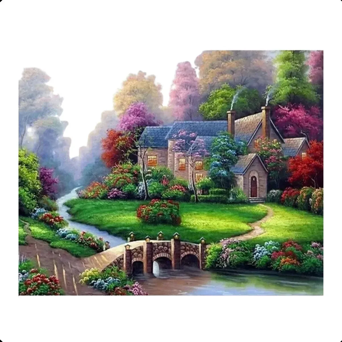 Kit Pintura Diamante 5d Anti Stress Arte Casa No Lago