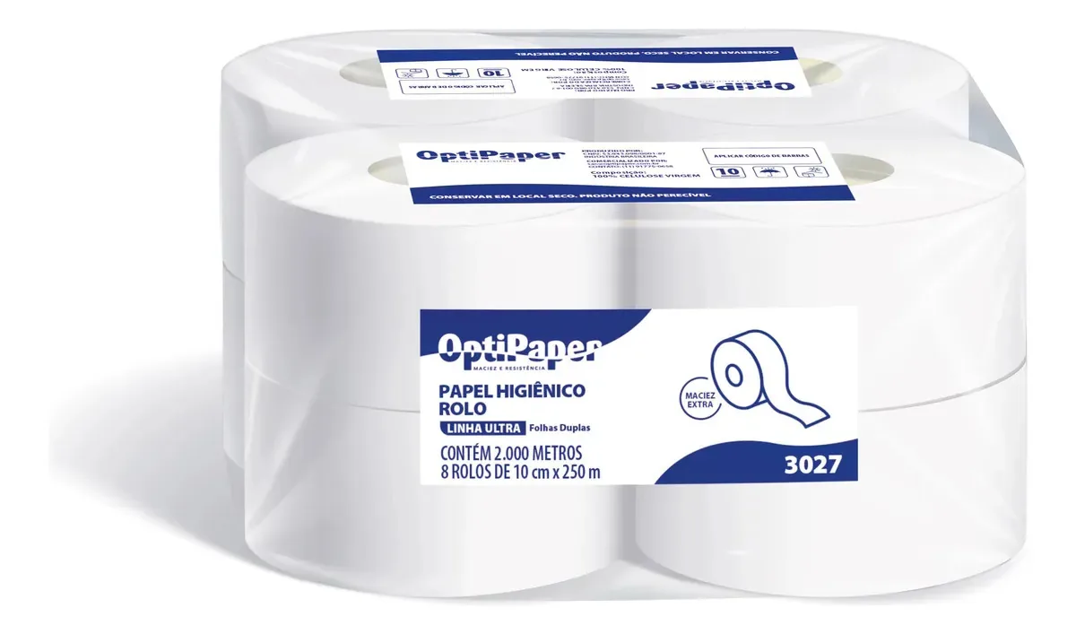 Papel Higiênico Folha Dupla 2000m - 8x250m