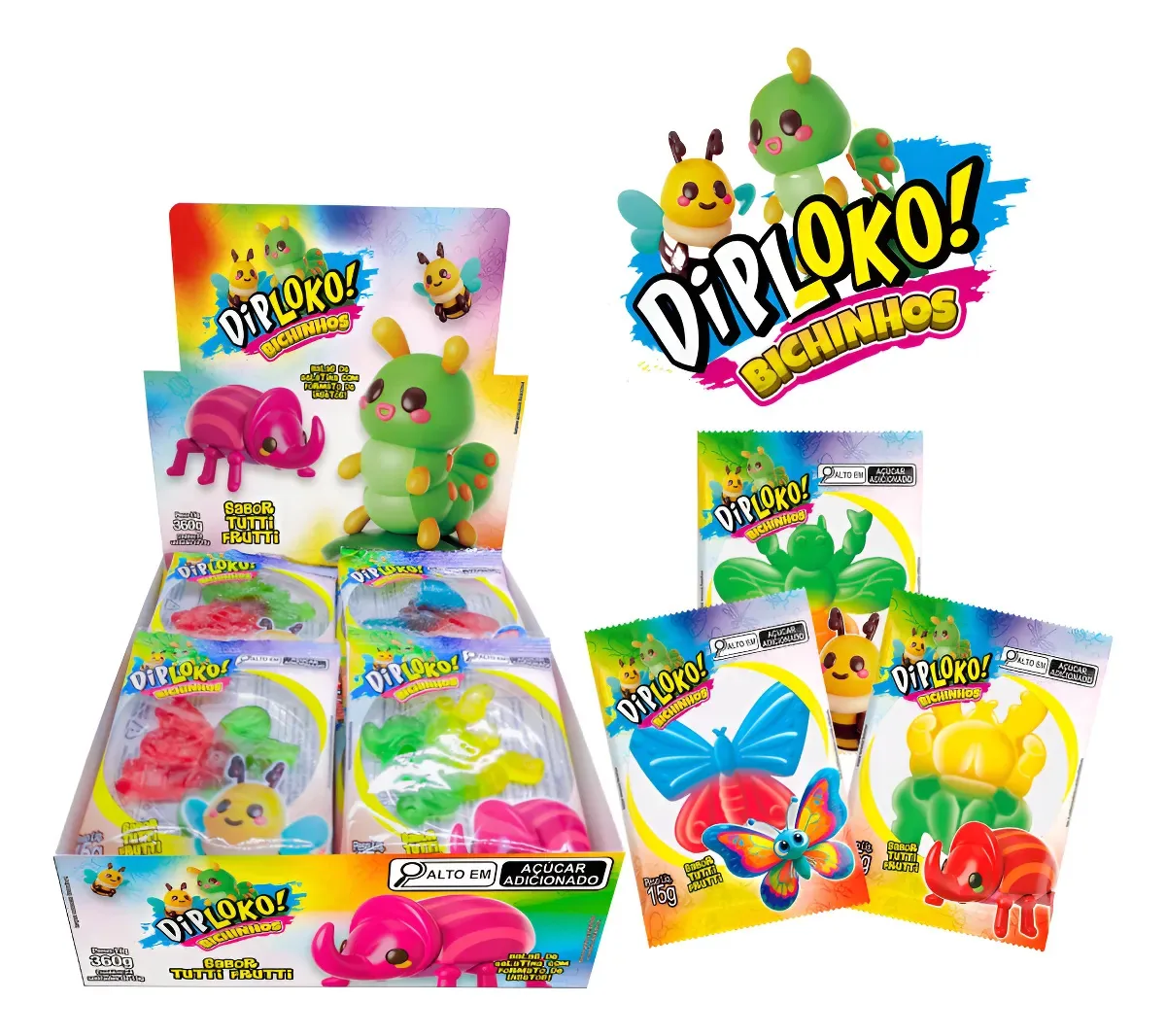 Bala De Gelatina DIPLOKO! Bichinhos 24x15g