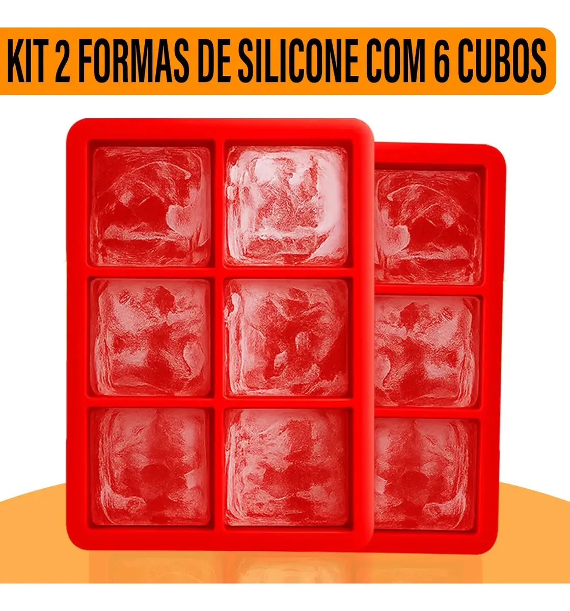 Kit 2 Formas de Gelo de Silicone Yab para Drinks e Whisky Vermelho