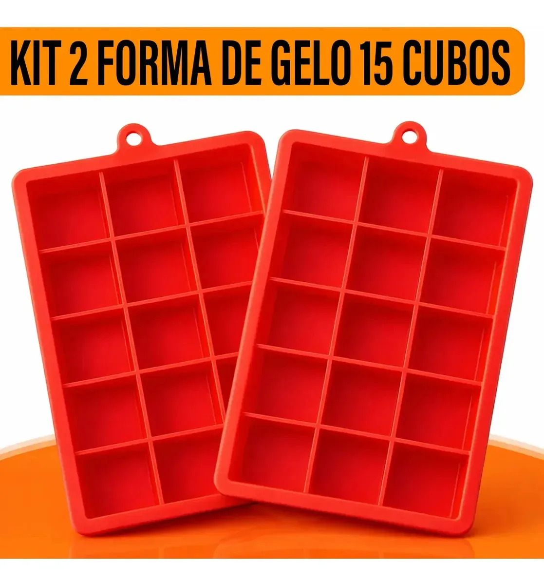 Kit 2 Formas de Gelo Silicone Retangular Yab com 15 Cubos para Drinks e Whisky