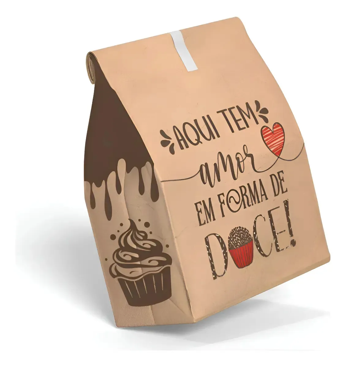 Saco Kraft Para Doces Cookies Brownie Tamanho Médio C/ 50 Un Marrom-claro Doces