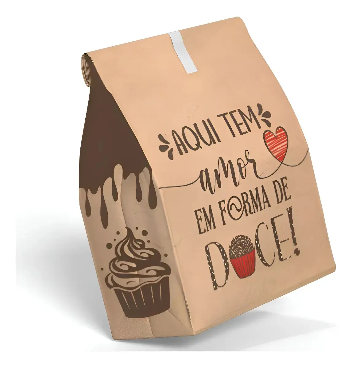100 Sacos Kraft Delivery Extra Grande (gg) - Doces E Bolos Marrom-claro Amo Doces