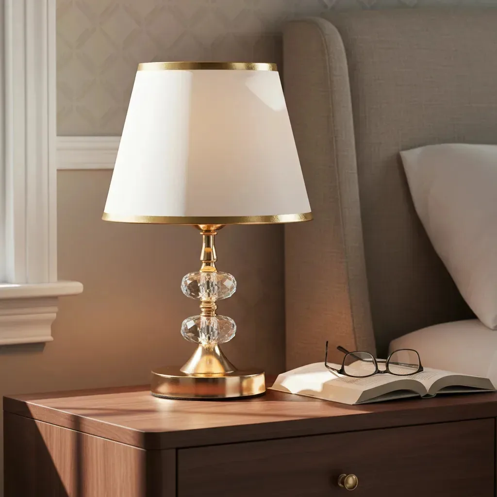 Abajur Quarto Casal Cúpula Techled Cabeceira Abajur De Mesa Abajour Estrutura Gold
